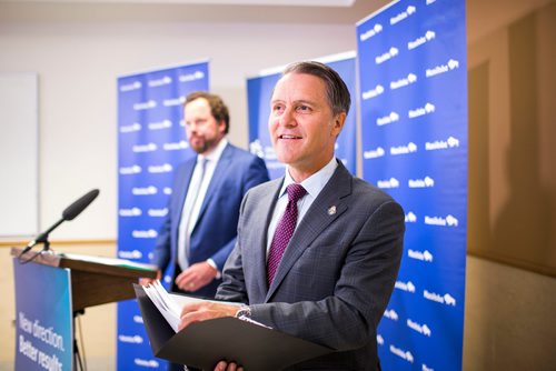 MIKAELA MACKENZIE / WINNIPEG FREE PRESS
Health, Seniors and Active Living Minister Cameron Friesen announces the opening of a Rapid Access to Addictions Medicine clinic in Winnipeg on Wednesday, Sept. 5, 2018. 
Winnipeg Free Press 2018.