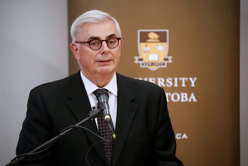 JOHN WOODS / WINNIPEG FREE PRESS
Dr. David Barnard, president and vice-chancellor of the University of Manitoba, speaks at a media conference on issues related to campus sexual violence at the University of Manitoba Wednesday, September 5, 2018.
