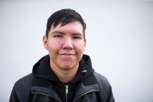 MIKAELA MACKENZIE / WINNIPEG FREE PRESS
Cole Keeper poses for a portrait after the grand opening of the expanded campus of Southeast Collegiate, a secondary school that welcomes First Nations students from communities across Manitoba, in Winnipeg on Thursday, Sept. 6, 2018. 
Winnipeg Free Press 2018.