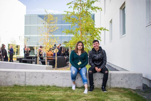 MIKAELA MACKENZIE / WINNIPEG FREE PRESS
Justice Ross (left) and Cole Keeper pose for a portrait after the grand opening of the expanded campus of Southeast Collegiate, a secondary school that welcomes First Nations students from communities across Manitoba, in Winnipeg on Thursday, Sept. 6, 2018. 
Winnipeg Free Press 2018.