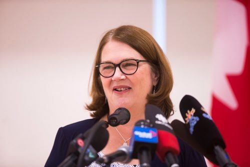 MIKAELA MACKENZIE / WINNIPEG FREE PRESS
Minister Jane Philpott speaks at the grand opening of the expanded campus of Southeast Collegiate, a secondary school that welcomes First Nations students from communities across Manitoba, in Winnipeg on Thursday, Sept. 6, 2018. 
Winnipeg Free Press 2018.