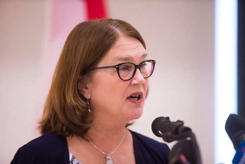 MIKAELA MACKENZIE / WINNIPEG FREE PRESS
Minister Jane Philpott speaks at the grand opening of the expanded campus of Southeast Collegiate, a secondary school that welcomes First Nations students from communities across Manitoba, in Winnipeg on Thursday, Sept. 6, 2018. 
Winnipeg Free Press 2018.