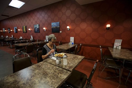 MIKE DEAL / WINNIPEG FREE PRESS
Nathan Detroit's Lunch Pad, 1 Lombard Place (directly beneath the Richardson Bldg/Fairmont Hotel) 
Fraydel Yamron sits down for a quick meal after the lunch rush is over.
180906 - Thursday, September 06, 2018.