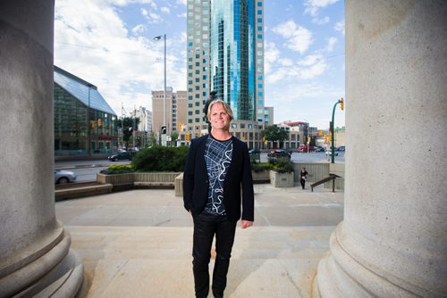 MIKAELA MACKENZIE / WINNIPEG FREE PRESS
Brent Bellamy, architect and active advocate for opening Portage and Main to pedestrians, poses for a portrait at the famed intersection in Winnipeg on Thursday, Sept. 6, 2018. 
Winnipeg Free Press 2018.