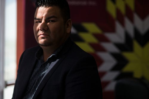 MIKAELA MACKENZIE / WINNIPEG FREE PRESS
Chief Leroy Constant from York Factory First Nation poses for a portrait after a news conference, regarding a report that includes allegations of racism and rape at Manitoba Hydro work sites, in Winnipeg on Friday, Sept. 7, 2018. 
Winnipeg Free Press 2018.