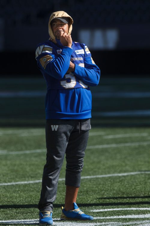 MIKE DEAL / WINNIPEG FREE PRESS
Winnipeg Blue Bombers' Andrew Harris (33) during practice at Investors Group Field Friday morning.
180907 - Friday, September 07, 2018.