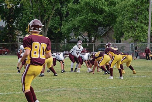 Canstar Community News Sept. 6 - The Daniel McIntyre Maroons take on the Portage Collegiate Trojans at home during the 2018 WHSFL season opener. (EVA WASNEY/CANSTAR COMMUNITY NEWS/METRO)