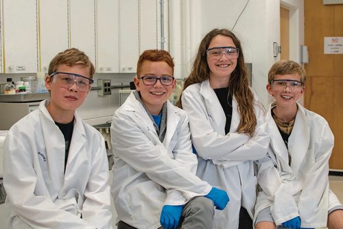 Canstar Community News Aug. 28, 2018 - Grosvenor School students Kale Peterson (from left), Charlie Buehler,  Quinn McMullan and Merrick Williamson. (EVA WASNEY/CANSTAR COMMUNITY NEWS/METRO)