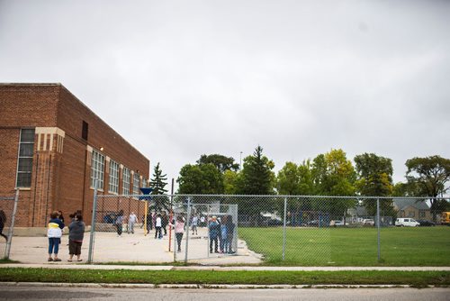 MIKAELA MACKENZIE / WINNIPEG FREE PRESS
Students are restricted to the concrete play area after the field was found to have more than 1,000 mg/g lead levels in some parts at Weston School in Winnipeg on Thursday, Sept. 13, 2018.  
Winnipeg Free Press 2018.