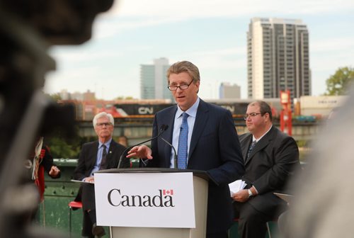 RUTH BONNEVILLE / WINNIPEG FREE PRESS 


The Government of Canada announces support for acquisition and repair of Churchill rail line by Arctic Gateway Group at press conference  held on the Forks historic bridge Friday.

Photo of  Fairfax President Paul Rivett, talking about how he became involved in the acquisition at presser, Friday. 

See Martin Cash story. 

September 14/18 
