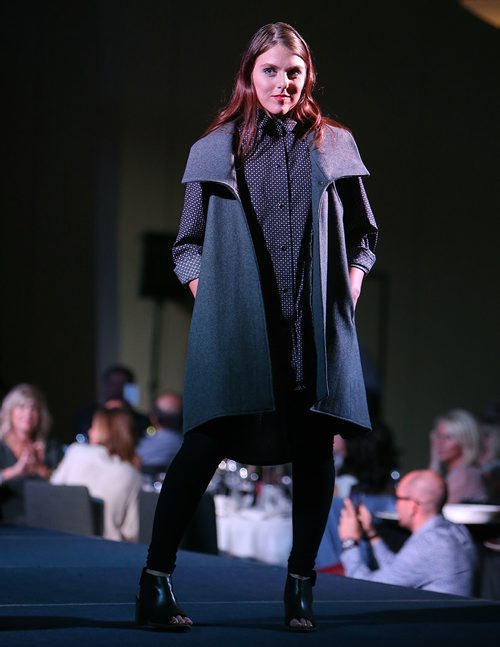 JASON HALSTEAD / WINNIPEG FREE PRESS

Inclusion Winnipeg guest model Gabriella Myers shows off styles from Lennard Taylor at Inclusion Winnipeg's Fall for Fashion gala dinner and runway show at the Victoria Inn Hotel & Convention Centre on Sept. 6, 2018. (See Social Page)