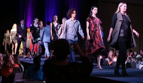 JASON HALSTEAD / WINNIPEG FREE PRESS

Models wrap up the fashion show at Inclusion Winnipeg's Fall for Fashion gala dinner and runway show at the Victoria Inn Hotel & Convention Centre on Sept. 6, 2018. (See Social Page)