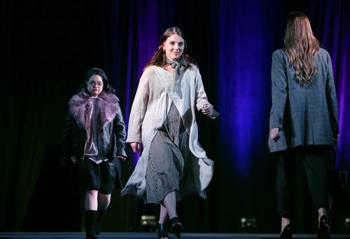 JASON HALSTEAD / WINNIPEG FREE PRESS

Inclusion Winnipeg guest model Gabriella Myers shows off styles by shows off styles from Aevi at Inclusion Winnipeg's Fall for Fashion gala dinner and runway show at the Victoria Inn Hotel & Convention Centre on Sept. 6, 2018. (See Social Page)
