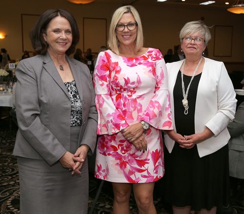 JASON HALSTEAD / WINNIPEG FREE PRESS

L-R: Janet Forbes (Inclusion Winnipeg executive director), Rochelle Squires (Manitoba's Minister of Sustainable Development, Francophone Affairs and Status of Women) and Kim Sharman (Inclusion Winnipeg board chair) at Inclusion Winnipeg's Fall for Fashion gala dinner and runway show at the Victoria Inn Hotel & Convention Centre on Sept. 6, 2018. (See Social Page)