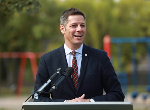 RUTH BONNEVILLE / WINNIPEG FREE PRESS 

Mayor Brian Bowman discusses details to help build a safe and inclusive city for families as Winnipegs population grows toward a million people at presser held at Harrow Park (corner of Harrow and Fleet) Wednesday. 



September 19/18 
