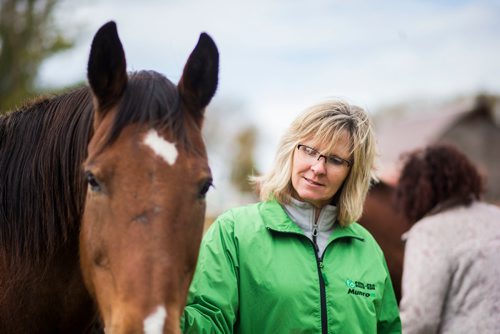 MIKAELA MACKENZIE / WINNIPEG FREE PRESS
Taralea Simpson with her horses at Farm Away, just outside of Portage la Prairie, on Wednesday, Sept. 19, 2018.  
Winnipeg Free Press 2018.