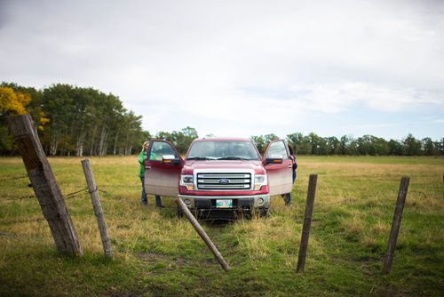 MIKAELA MACKENZIE / WINNIPEG FREE PRESS
Taralea Simpson (left) and Tracy Wood, owners of Farm Away, get in the truck by the cattle field of their family farm just outside of Portage la Prairie on Wednesday, Sept. 19, 2018.  
Winnipeg Free Press 2018.
