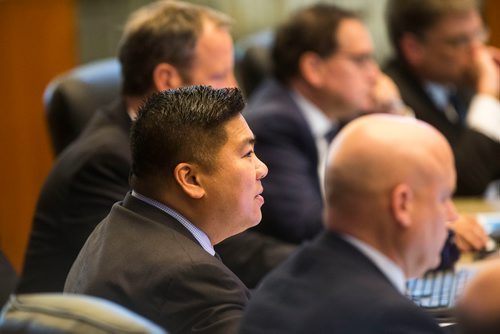 MIKAELA MACKENZIE / WINNIPEG FREE PRESS
Councillor Mike Pagtakhan at his last city council meeting at City Hall in Winnipeg on Thursday, Sept. 20, 2018.  
Winnipeg Free Press 2018.