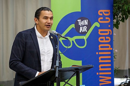 MIKE DEAL / WINNIPEG FREE PRESS
Manitoba NDP Leader Wab Kinew reads from his children's book Go Show the World: A Celebation of Indigenous Heroes Saturday afternoon during the Thin Air Winnipeg International Writers Festival at McNally Robinson Grant Park. The festival runs from September 21-29.
180922 - Saturday, September 22, 2018.