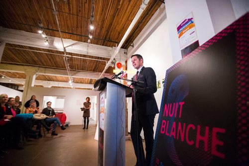 MIKAELA MACKENZIE / WINNIPEG FREE PRESS
Mayor Brian Bowman speaks at the Culture Days Manitoba and Nuit Blanche Winnipeg media launch in Winnipeg on Tuesday, Sept. 25, 2018.  Winnipeg Free Press 2018.