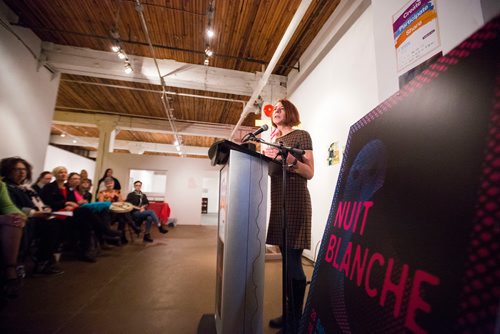 MIKAELA MACKENZIE / WINNIPEG FREE PRESS
Nicole Matiation, Co-Chair of Culture Days Manitoba, speaks at Culture Days Manitoba and Nuit Blanche Winnipeg media launch in Winnipeg on Tuesday, Sept. 25, 2018.  Winnipeg Free Press 2018.