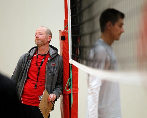 PHIL HOSSACK / WINNIPEG FREE PRESS - U of W Men's Volleyball coach Larry McKay at the team workout Wednesday.  - Sept 26, 2018