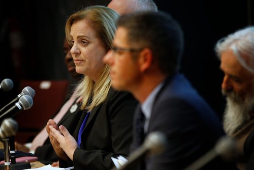 PHIL HOSSACK / WINNIPEG FREE PRESS - Mayoral candidate Jenny Motkaluk at a U of W forum Thursday. See Carol's story.  - Sept 27, 2018