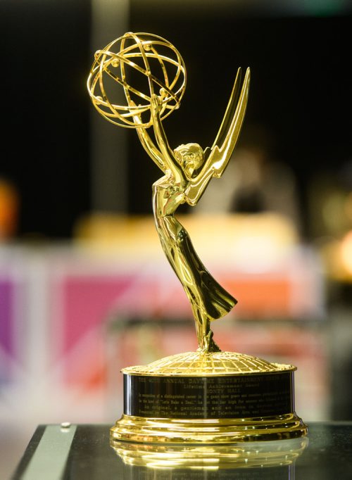 MIKE SUDOMA / WINNIPEG FREE PRESS
Monty Halls Lifetime Achievement Emmy Award on display at the Marilyn and Monty Hall Retrospective Exhibit at the University of Manitobas University Centre. September 30, 2018