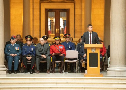 MIKE SUDOMA / WINNIPEG FREE PRESS
Mayor Brian Bowman addresses officers who have fallen in the line of duty Sunday morning. September 30, 2018