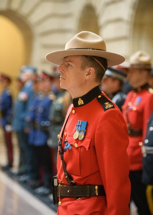 MIKE SUDOMA / WINNIPEG FREE PRESS 
RCMP, Police Officers and Correctional Officers all attended to pay their respects to those who have fallen in the line of Duty during the Manitoba Police and Peace Officers Memorial Service at the Legislative building Sunday Morning. September 30, 2018