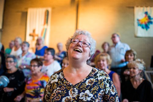 MIKAELA MACKENZIE / WINNIPEG FREE PRESS
Laura Campbell sings a solo at the Sisters of the Holy Rock rehearsal at the John Black Memorial United Church in Winnipeg on Tuesday, Sept. 4, 2018. 
Winnipeg Free Press 2018.