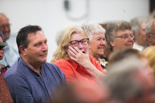 MIKAELA MACKENZIE / WINNIPEG FREE PRESS
The audience reacts to the Sisters of the Holy Rock show in Lorette in Winnipeg on Saturday, Sept. 15, 2018.  
Winnipeg Free Press 2018.