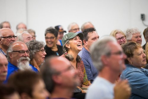 MIKAELA MACKENZIE / WINNIPEG FREE PRESS
The audience reacts to the Sisters of the Holy Rock show in Lorette in Winnipeg on Saturday, Sept. 15, 2018.  
Winnipeg Free Press 2018.