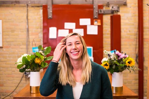 MIKAELA MACKENZIE / WINNIPEG FREE Catherine Metrycki, owner of Callia Flowers, poses for a portrait in their headquarters in Winnipeg on Monday, Oct. 1, 2018.  Winnipeg Free Press 2018.