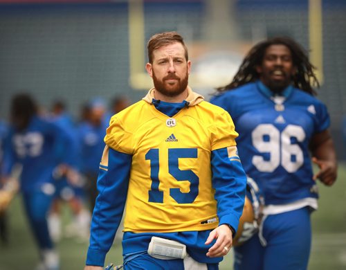 RUTH BONNEVILLE / WINNIPEG FREE PRESS

Winnipeg Blue Bombers practice at Investors Group Field Tuesday.

QB #15, Matt Nichols 

October 2nd, 2018