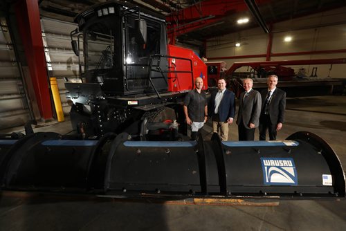 RUTH BONNEVILLE / WINNIPEG FREE PRESS

Local: Robotic snow clearing.

News conference announcing a new partnership with Northstar Robotics and Airport Technologies Inc. to pilot an autonomous snowplow that will at Richardson international Airpot.  This new technology will be the first of its kind in North America for clearing airfield runways, and is wholly designed within Manitoba.
 
Group photo of  VIP'S attending news conference standing next to prototype.  
 Left  - Right,
Northstar Robotics President and Founder, Shawn Schaerer (glasses), President of Airport Technologies Inc. Brendon Smith (plaid shirt, tweed blue jacket), CEO and President of Winnipeg Airports Authority, Barry Rempel and VP of Operations of Winnipeg Airports Authority, Vince Dancho (dark blue suit). 

See Kevin Rollason's story.  


October 2nd, 2018