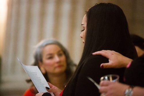 MIKAELA MACKENZIE / WINNIPEG FREE PRESS
Jessica Houle speaks at an event celebrating the lives of missing and murdered indigenous women and girls at the Manitoba Legislative Building in Winnipeg on Thursday, Oct. 4, 2018.  Winnipeg Free Press 2018.