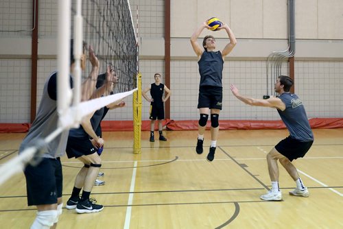 TREVOR HAGAN / WINNIPEG FREE PRESS
Manitoba Bisons' Jack Mandryck, setting the ball, during volleyball practice, Thursday, October 4, 2018.