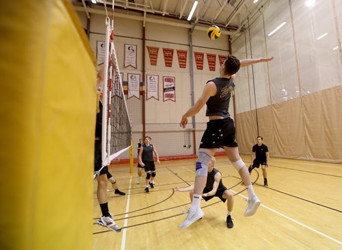 TREVOR HAGAN / WINNIPEG FREE PRESS
Manitoba Bisons' Ben Carleton (4) during volleyball practice, Thursday, October 4, 2018.