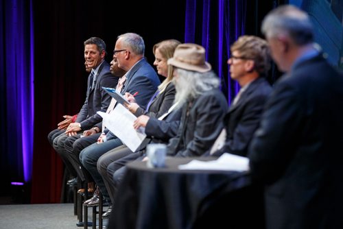 MIKE DEAL / WINNIPEG FREE PRESS
Mayor Brian Bowman answers a question during the WinnipegREALTORS all-candidates forum held at the Culturel Centre Franco Manitobain Thursday evening.
181004 - Thursday, October 04, 2018.