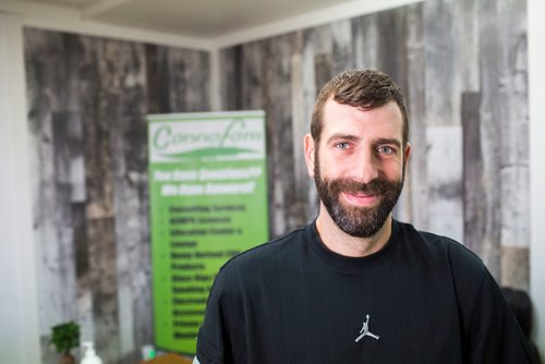 MIKAELA MACKENZIE / WINNIPEG FREE PRESS
Mathew Monasterski, owner of Cannafam, poses for a portrait in the store in Winnipeg on Friday, Oct. 5, 2018.
Winnipeg Free Press 2018.