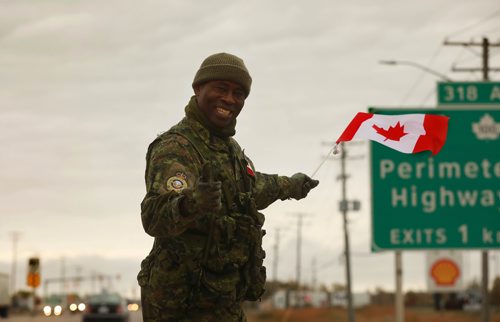 RUTH BONNEVILLE / WINNIPEG FREE PRESS

Standup photo 
Captain Wright Eruebi makes his way into Winnipeg down #1 highway and Portage Ave.  on the last day of his 200 km trek from Canadian Forces Base (CFB) Shilo to CFB Winnipeg for families Tuesday morning.

More info:
Social Media
Facebook: facebook.com/TrekForFamilies  @TrekForFamilies
Twitter: twitter.com/TrekForFamilies @TrekForFamilies
Donation link http://bit.ly/TrekForFamilies
Event hashtags being used: #TrekForFamilies #ShiloToWinnipeg




October 9th, 2018