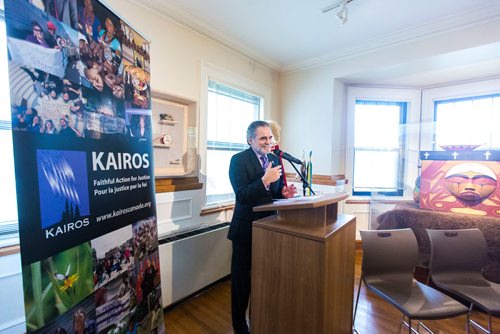 MIKAELA MACKENZIE / WINNIPEG FREE PRESS
Ed Bianchi, KAIROS program manager, speaks at the release of the KAIROS Education for Reconciliation Report Card at the National Centre for Truth and Reconciliation at the University of Manitoba in Winnipeg on Tuesday, Oct. 9, 2018.
Winnipeg Free Press 2018.