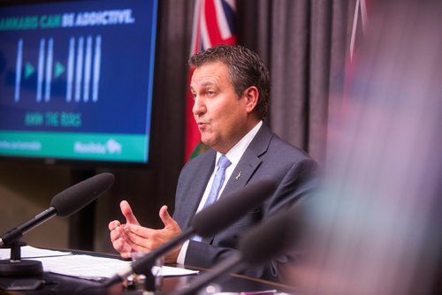 MIKAELA MACKENZIE / WINNIPEG FREE PRESS
Justice Minister Cliff Cullen talks cannabis with the media at the Manitoba Legislative Building in Winnipeg on Wednesday, Oct. 10, 2018.
Winnipeg Free Press 2018.