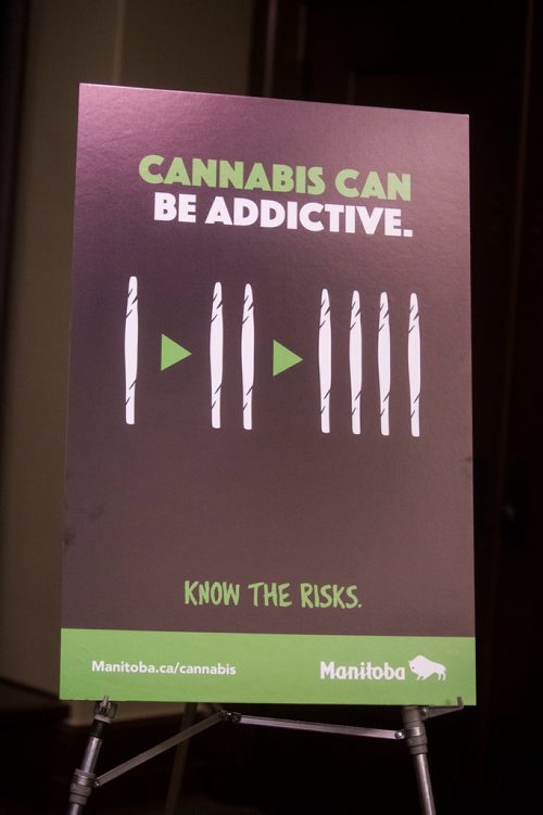 MIKAELA MACKENZIE / WINNIPEG FREE PRESS
Government marijuana safety campaign posters are presented to the media at the Manitoba Legislative Building in Winnipeg on Wednesday, Oct. 10, 2018.
Winnipeg Free Press 2018.