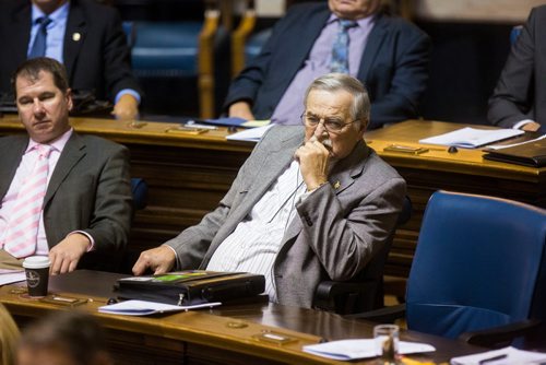 MIKAELA MACKENZIE / WINNIPEG FREE PRESS
PC MLA Cliff Graydon during question period at the Manitoba Legislative Building in Winnipeg on Thursday, Oct. 11, 2018. 
Winnipeg Free Press 2018.