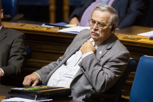 MIKAELA MACKENZIE / WINNIPEG FREE PRESS
PC MLA Cliff Graydon during question period at the Manitoba Legislative Building in Winnipeg on Thursday, Oct. 11, 2018. 
Winnipeg Free Press 2018.