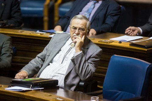 MIKAELA MACKENZIE / WINNIPEG FREE PRESS
PC MLA Cliff Graydon during question period at the Manitoba Legislative Building in Winnipeg on Thursday, Oct. 11, 2018. 
Winnipeg Free Press 2018.