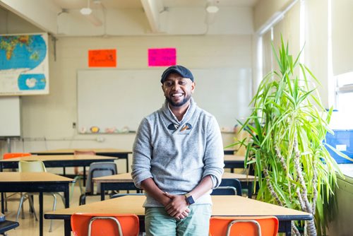MIKAELA MACKENZIE / WINNIPEG FREE PRESS
Surafel Kuchem, a science and math teacher who will be voting for the first time in the upcoming civic election, poses in a classroom at Gordon Bell High school in Winnipeg on Thursday, Oct. 11, 2018. It took him 10 years of hard work to get his citizenship so that he could vote, and is part of  the non-partisan Got citizenship? Go vote! campaign thats trying to get newcomers to cast their ballot and have their voices heard.
Winnipeg Free Press 2018.