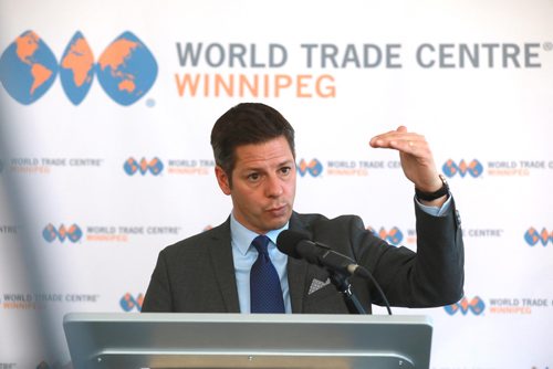 RUTH BONNEVILLE / WINNIPEG FREE PRESS

Mayor Brian Bowman holds press conference at World Trade Centre Winnipeg discussing how he plans on increasing trade and business to Winnipeg Friday.  

October 12, 2018
